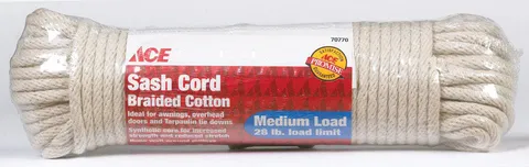 1/4 in deep · 100 ft long White Solid Braided Cotton Cord