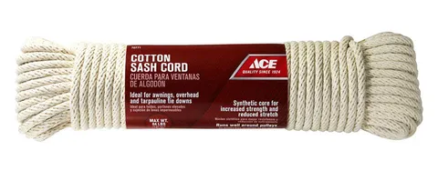5/16 in. Diameter x 100 ft. White Solid Braided Cotton Sash Cord