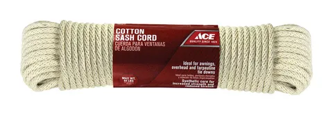 3/8 in. Dia x 100 ft White Solid Braided Cotton Sash Cord