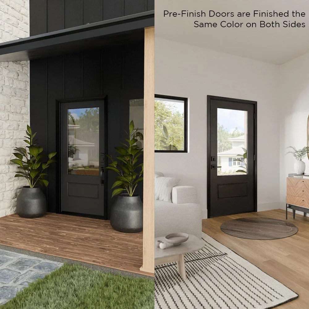 Masonite 36-in x 80-in Fiberglass Half Lite Right-Hand Inswing Peppercorn Painted Prehung Single Front Door with Brickmould, photo 3 of 8