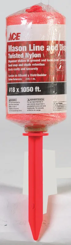 #18 x 1050 ft Orange Twisted Nylon Mason Line with Dispenser