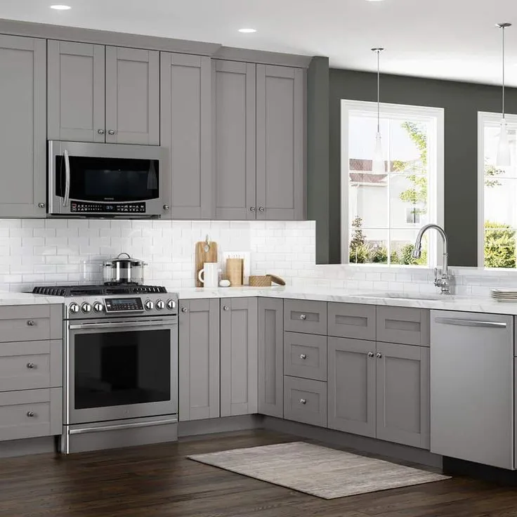 Home Decorators Collection Washington Veiled Gray Plywood Shaker Assembled Utility Pantry Kitchen Cabinet Soft Close 18 in W x 24 in D x 96 in H, photo 4 of 7