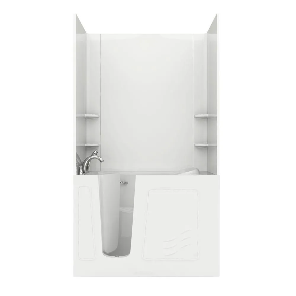 Universal Tubs Rampart Nova Heated 3.9 ft. Walk-in Whirlpool and Air Bathtub with Flat Easy Up Adhesive Wall Surround, Right Drain, White, photo 15 of 42