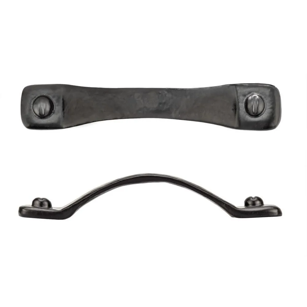 5-1/16 in. (128 mm) Center-to-Center Matte Black Forged Iron Traditional Barn Door Pull, photo 3 of 8