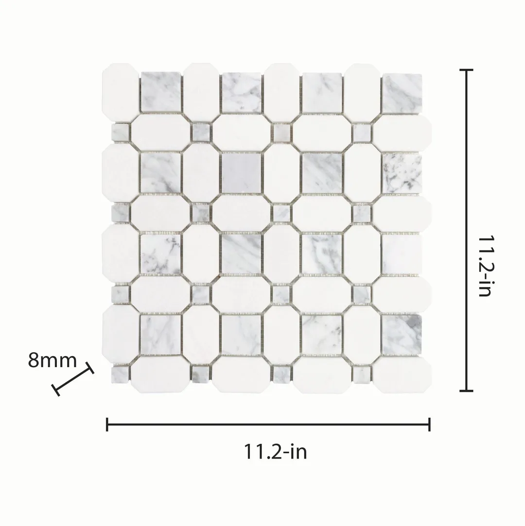 Elida Ceramica Astor Lane Marble 12-in x 12-in Polished Basketweave Mosaic Floor and Wall Tile, 0.88-sq ft per Piece, photo 7 of 9