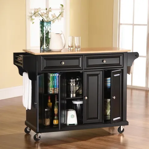 Black Composite Base with Composite Wood Top Kitchen Island