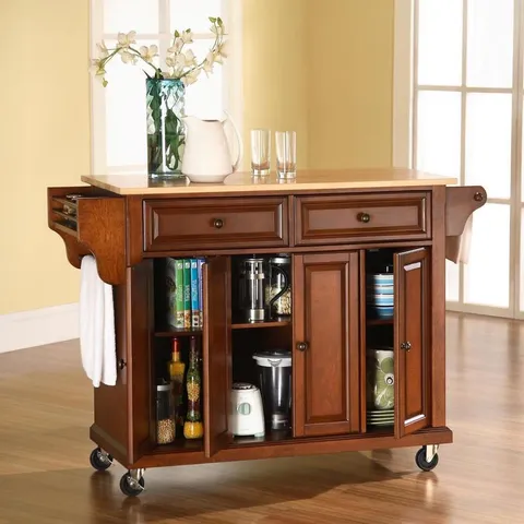 Brown Composite Base with Composite Wood Top Kitchen Island