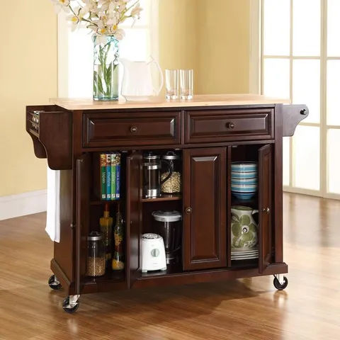 Brown Composite Base with Composite Wood Top Kitchen Island