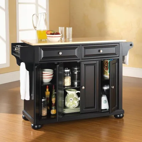 Black Composite Base with Composite Wood Top Kitchen Island