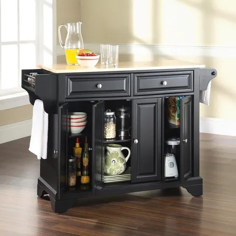Black Composite Base with Composite Wood Top Kitchen Island