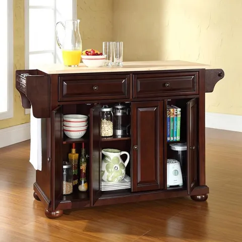 Brown Composite Base with Composite Wood Top Kitchen Island