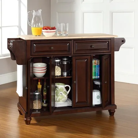 Brown Composite Base with Composite Wood Top Kitchen Island