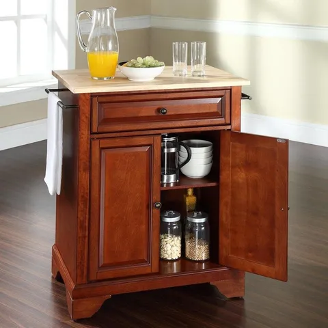 Brown Composite Base with Wood Top Kitchen Island