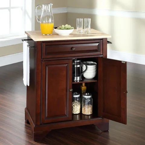 Brown Composite Base with Wood Top Kitchen Island