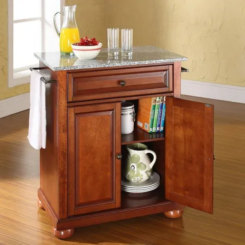 Brown Composite Base with Granite Top Kitchen Island