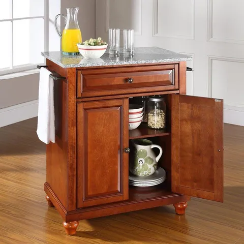 Brown Composite Base with Granite Top Kitchen Island