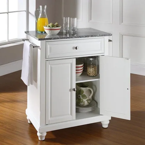 White Composite Base with Granite Top Kitchen Island