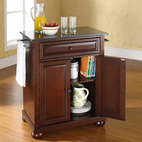 Brown Composite Base with Granite Top Kitchen Island