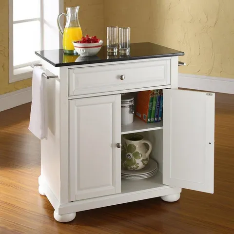 White Composite Base with Granite Top Kitchen Island