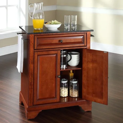 Brown Composite Base with Granite Top Kitchen Island