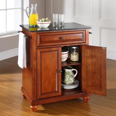 Brown Composite Base with Granite Top Kitchen Island