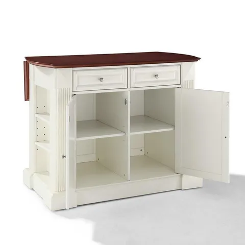 White Composite Base with Composite Wood Top Kitchen Island