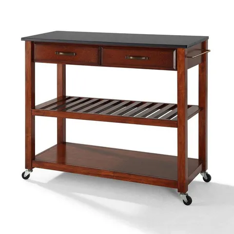 Brown Composite Base with Granite Top Kitchen Cart