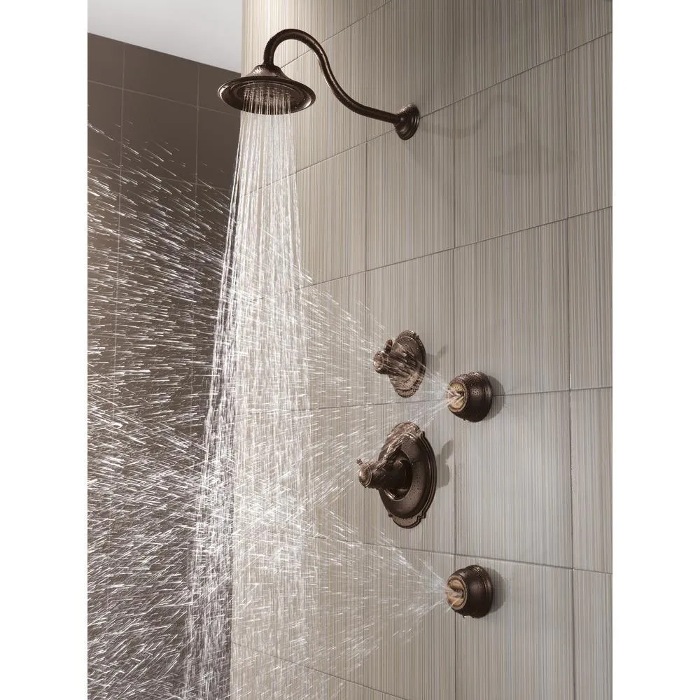 Victorian 3-Spray 5.5 in. Single Wall Mount Fixed Shower Head in Venetian Bronze, photo 4 of 8