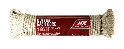 1/4 in deep · 50 ft long White Solid Braided Cotton Cord