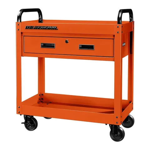 30 in. Service Cart with Drawer, Orange