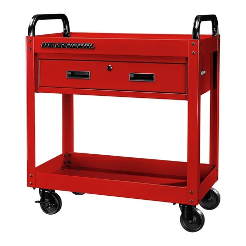 30 in. Service Cart with Drawer, Red