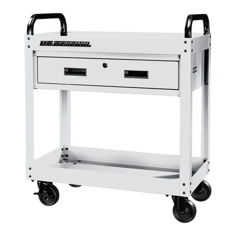 30 in. Service Cart with Drawer, White