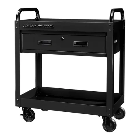 30 in. Service Cart with Drawer, Black