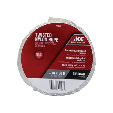 1/4 in × 50 ft White Twisted Nylon Rope
