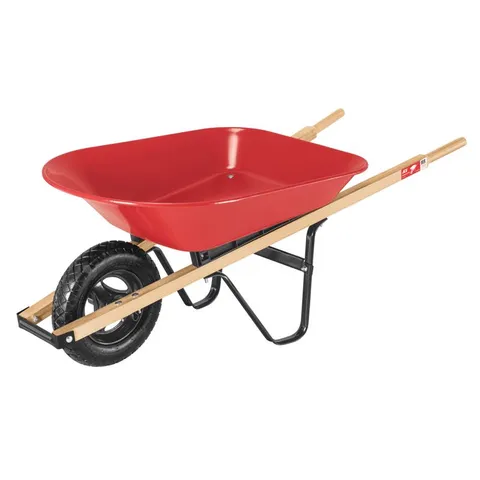 Steel Residential Wheelbarrow, 4 cu. ft., Pneumatic Tire, Red