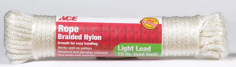 1/4 in deep · 50 ft long White Solid Braided Nylon Rope
