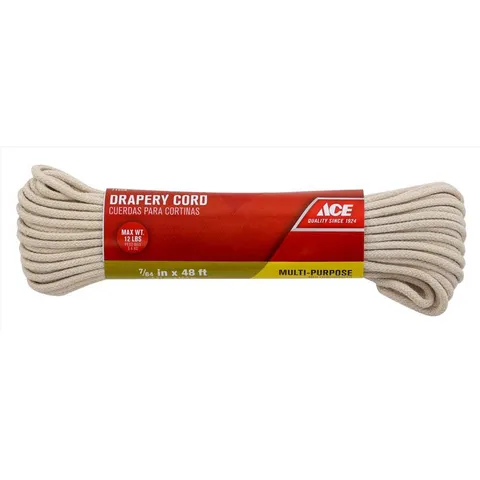 7/64 in. Diameter x 48 ft White Braided Cotton Drapery Cord