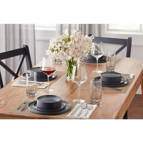 Pierce 16-Piece Charcoal and Shadow Gray Contrast Stoneware Dinnerware Set
