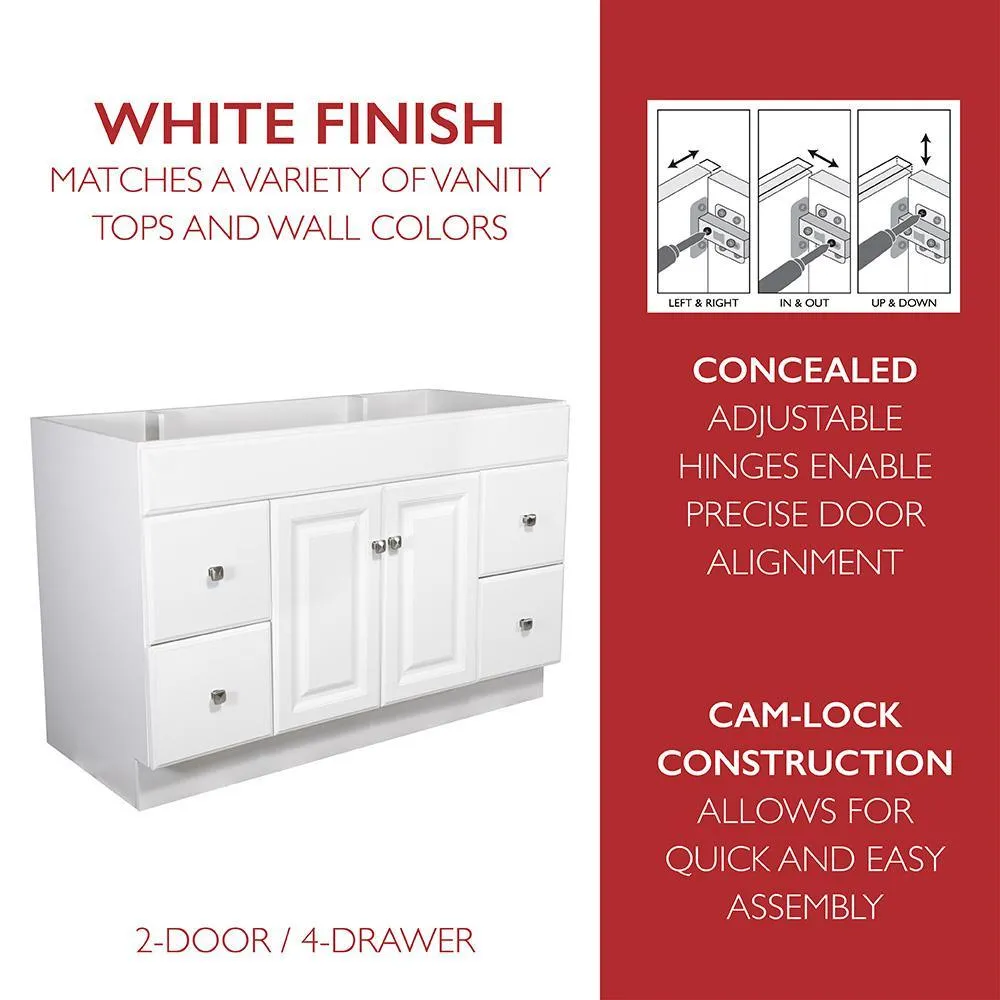 Wyndham 48 in. W x 21 in. H Bathroom Vanity Cabinet Only in White Semi-Gloss, photo 2 of 34