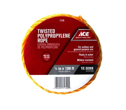 1/4 in × 100 ft Yellow Twisted Polypropylene Rope