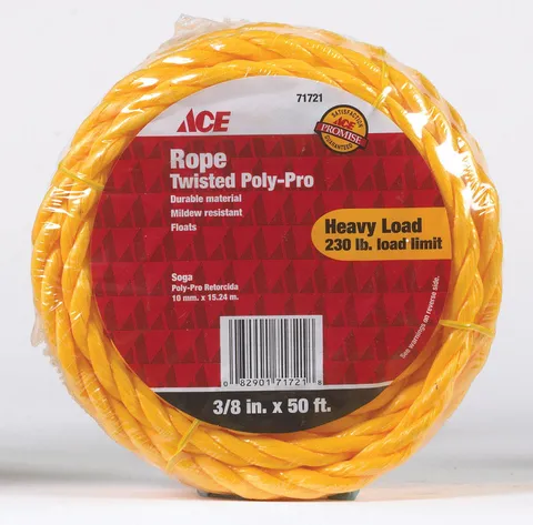 3/8 in × 50 ft Yellow Twisted Poly Rope