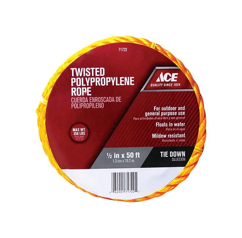1/2 in. Diameter x 50 ft Yellow Twisted Polypropylene Rope