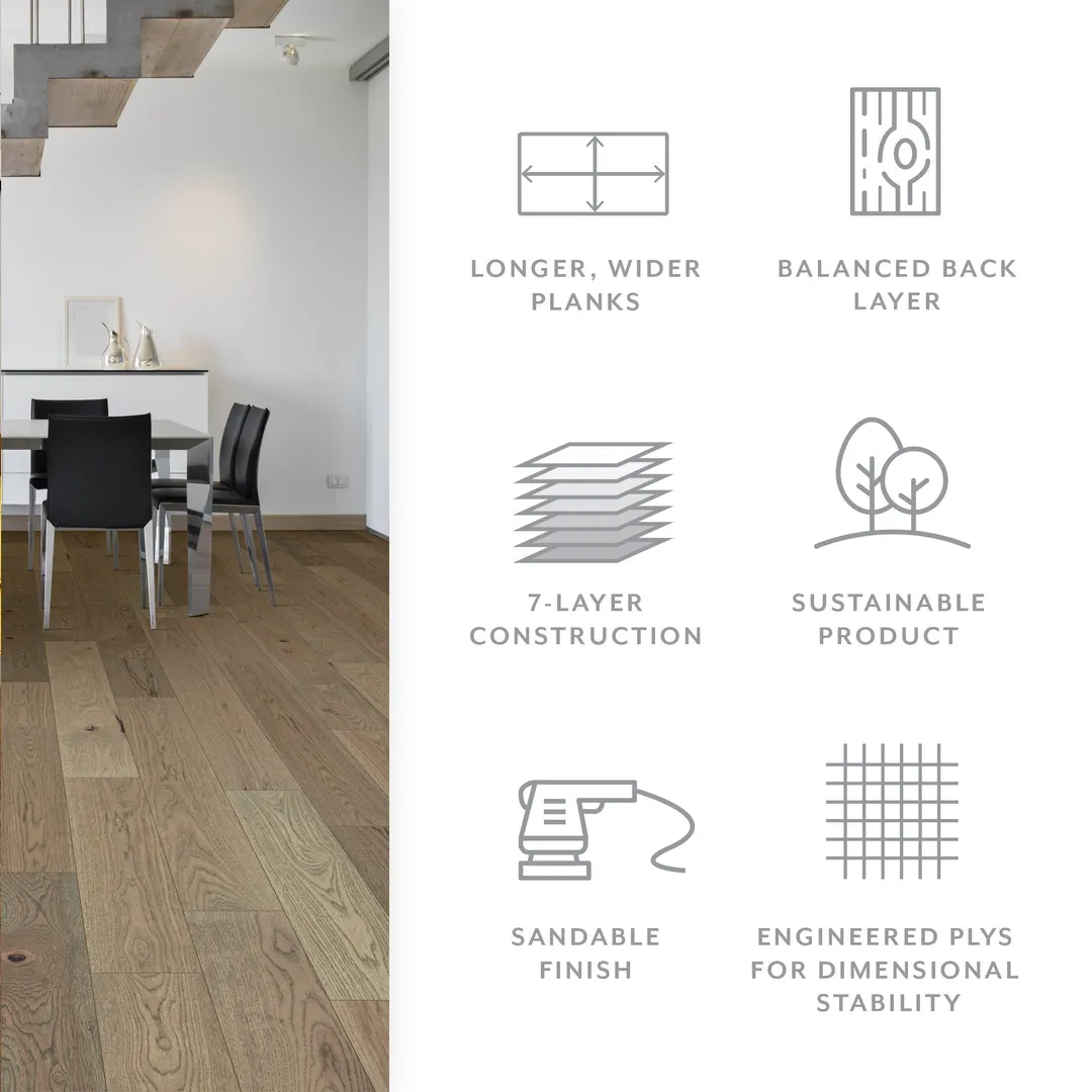 Element Flooring Tanglewood Heirloom Hickory 9/16-in T x 8-33/50-in W Water Resistant Wirebrushed Engineered Hardwood Flooring ( 31.25-sq ft / Carton ), photo 4 of 12