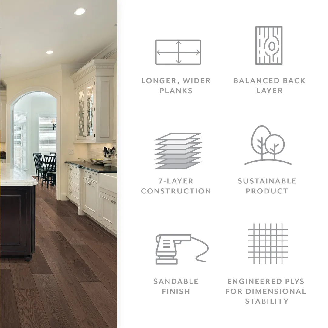 Element Flooring Irving Park Tonic European white oak 9/16-in T x 8-33/50-in W Water Resistant Wirebrushed Engineered Hardwood Flooring ( 31.25-sq ft / Carton ), photo 4 of 12