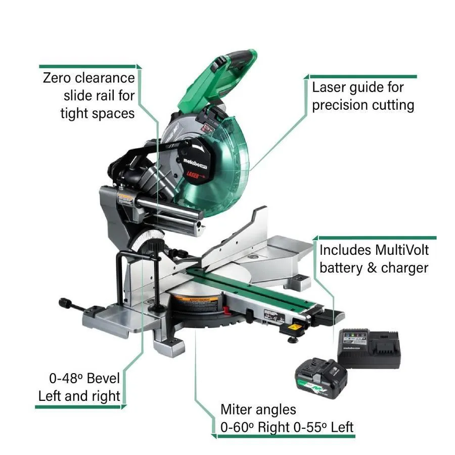 Metabo HPT (was Hitachi Power Tools) MultiVolt 10-in 15-Amp 36-Volt Dual Bevel Sliding Compound Hybrid Cordless and Corded Miter Saw, photo 2 of 18