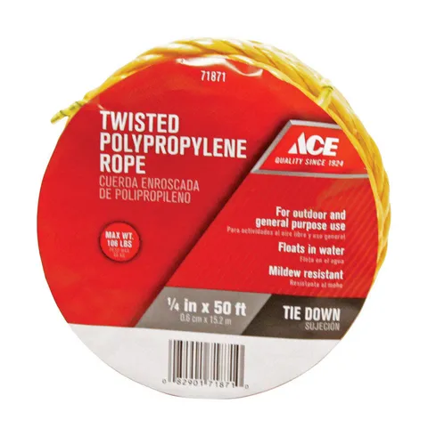 1/4 in. Diameter x 50 ft. Yellow Twisted Polypropylene Rope