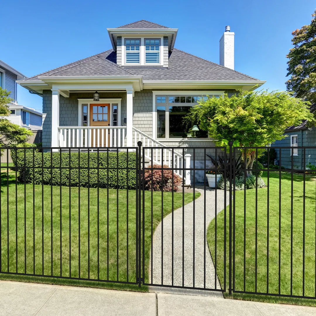 Yardlink Grand Eastmont 3 ft. H x 2 ft. W Black Steel No-Dig Decorative Fence Gate Panel, photo 2 of 4