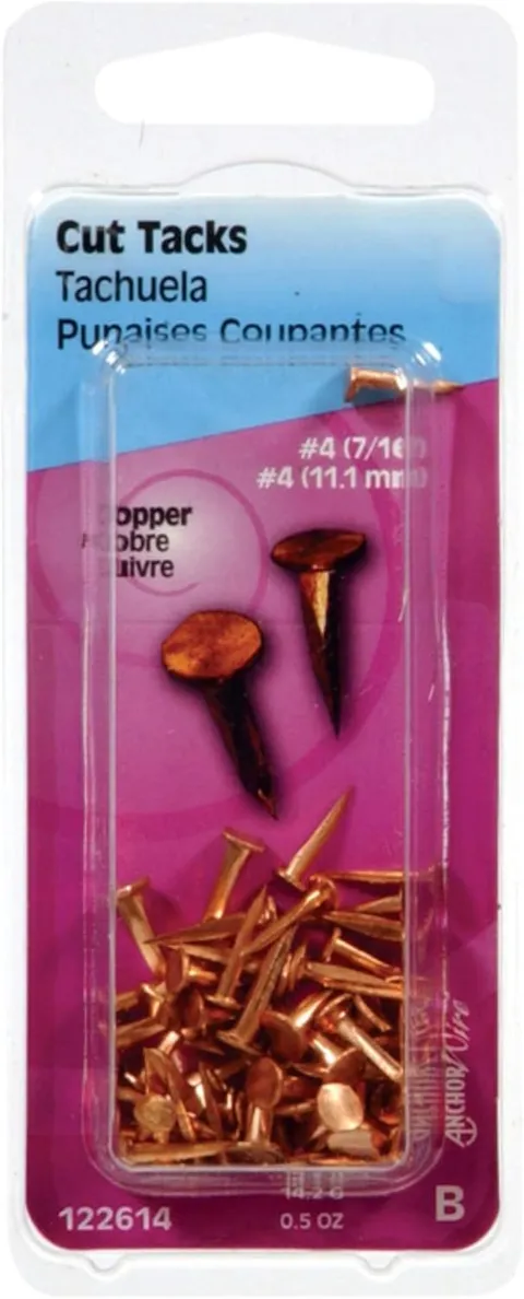 No. 4 × 7/16 in Copper Cut Tacks, 0.5 oz Pack