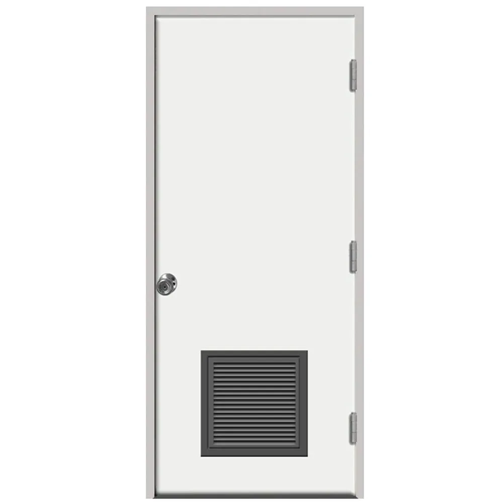 Steves & Sons 30 in. x 80 in. Premium Vented Flush White Primed Left-Hand Outswing Steel Prehung Front Door with 4 in. Wall, photo 4 of 16