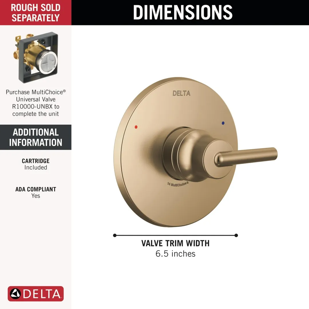 Delta Trinsic Champagne Bronze Lever Shower Valve Trim with Monitor 14 Cartridge, 6.5-in, photo 2 of 8